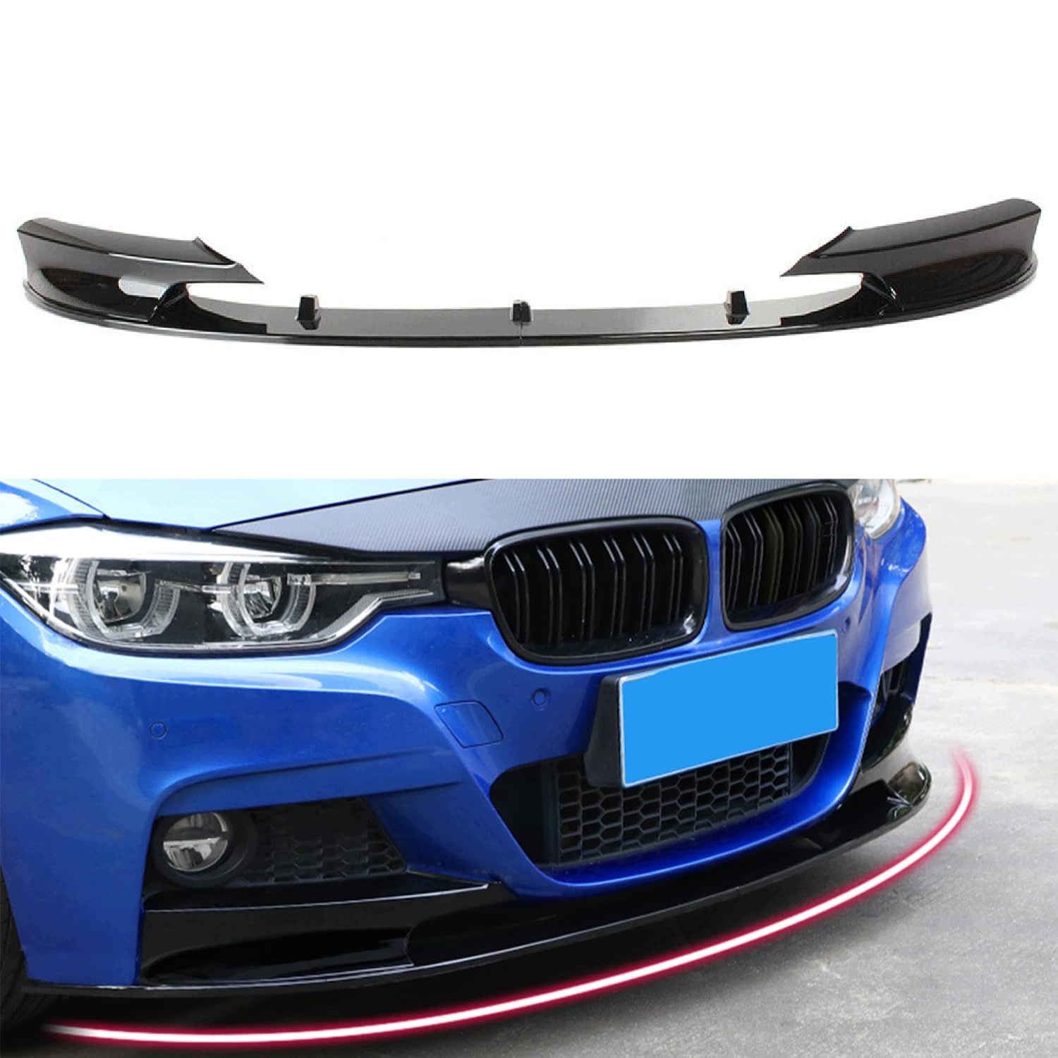 Schwarzer glänzender Frontspoiler für BMW 3er F30 F31 2012-2018 image 2
