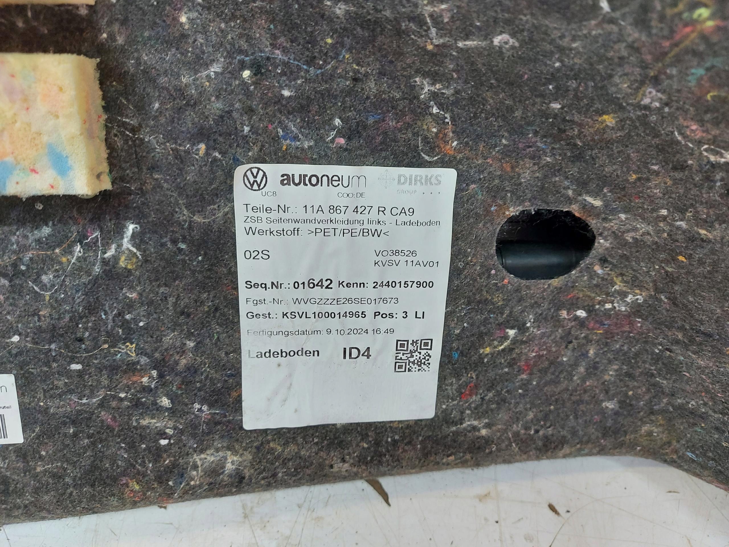 VW ID.4 Left Trunk Side Panel 11A867427R image 3