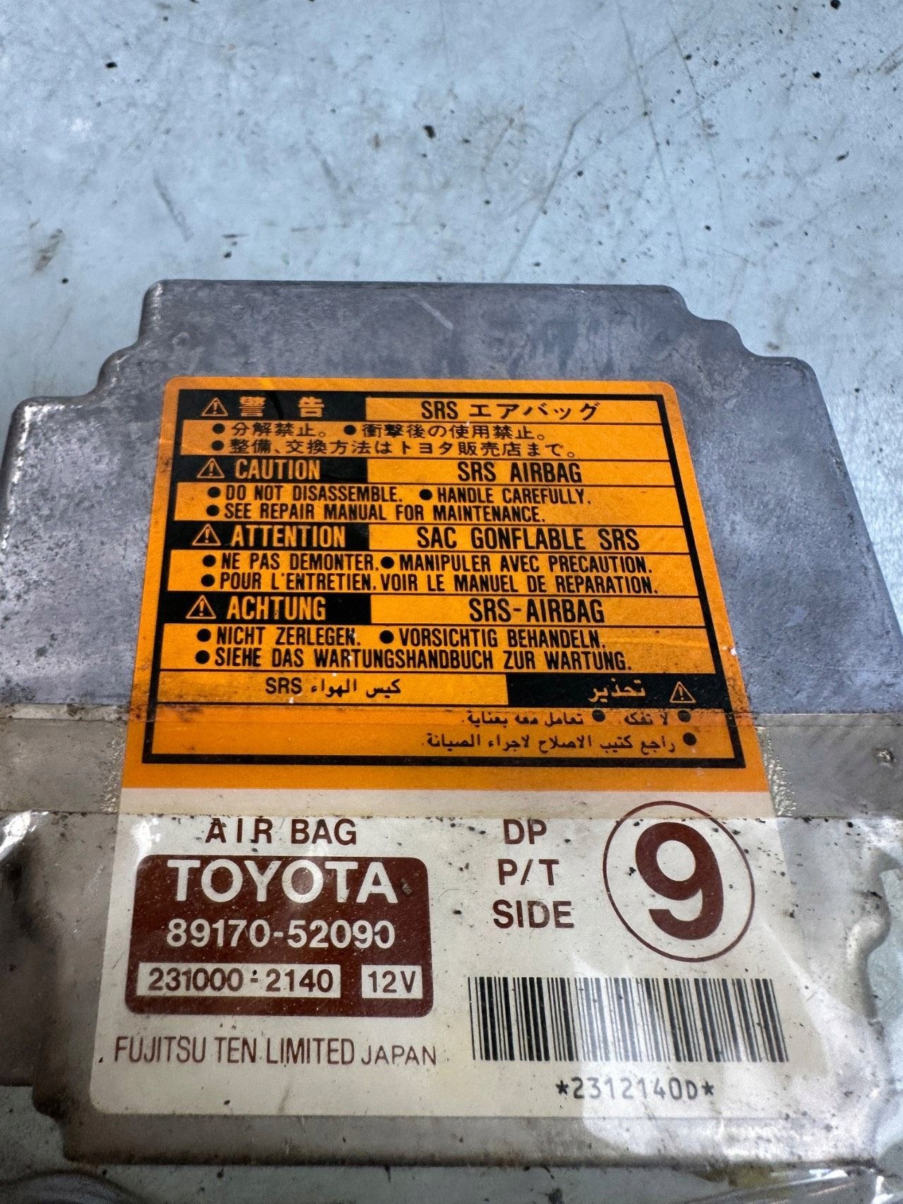 Módulo Sensor Airbag Toyota Yaris 8917052090 Usado image 3