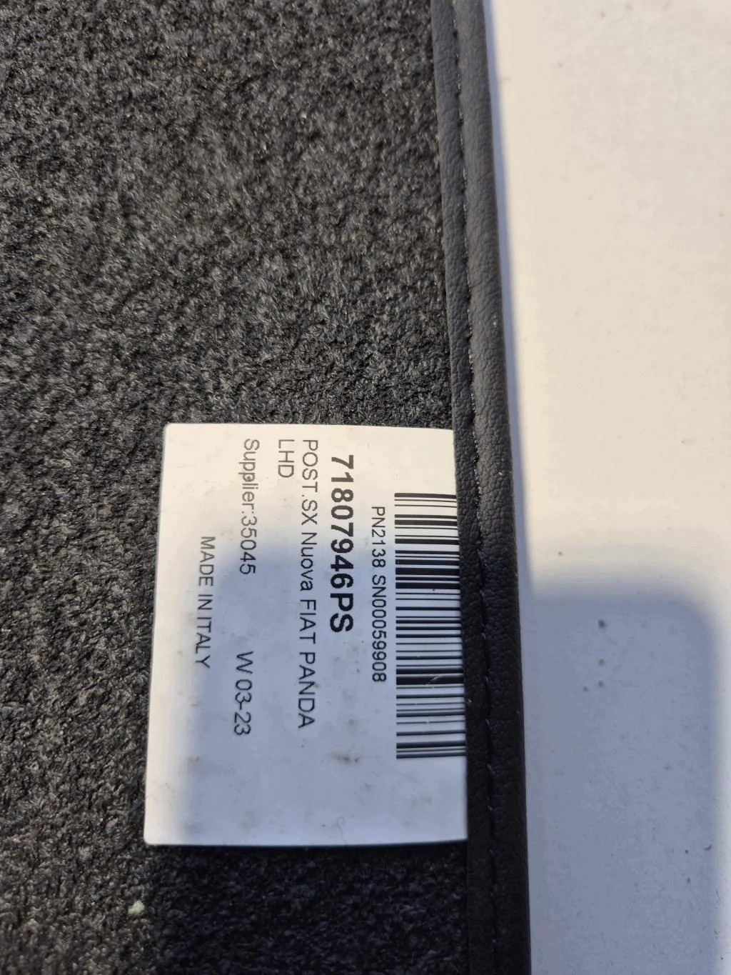 Tapis FIAT PANDA VAN 71807946GU image 4