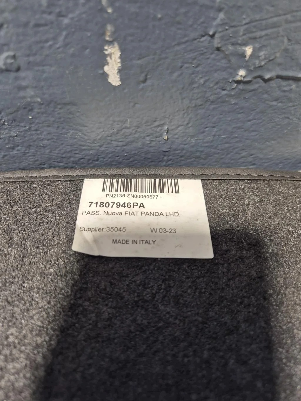 Tapis FIAT PANDA VAN 71807946GU image 6