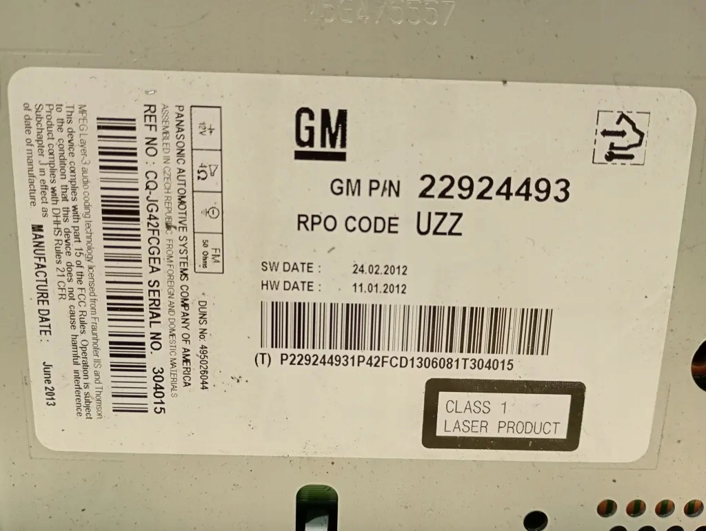 Radio CD Opel Zafira C 2013 - OEM 22924493 image 3