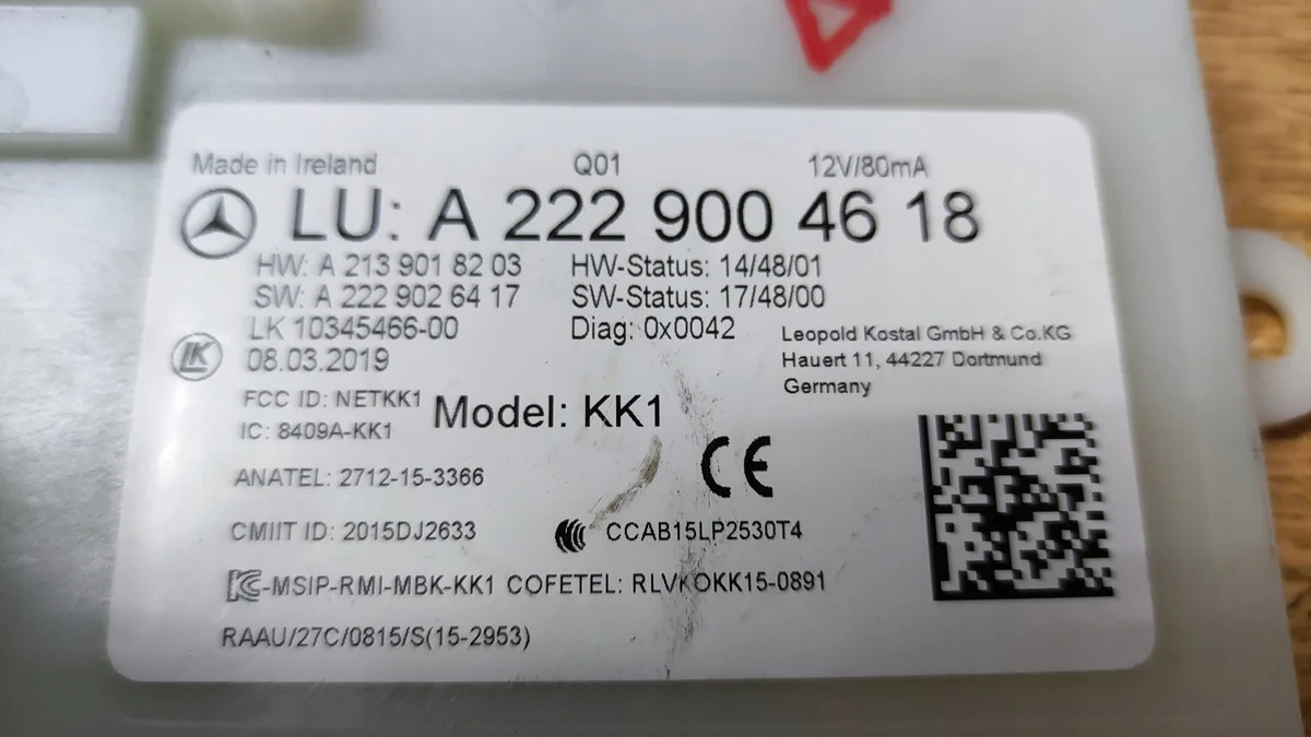 Mercedes S 222 Module KEYLESS GO 2229004618 image 3