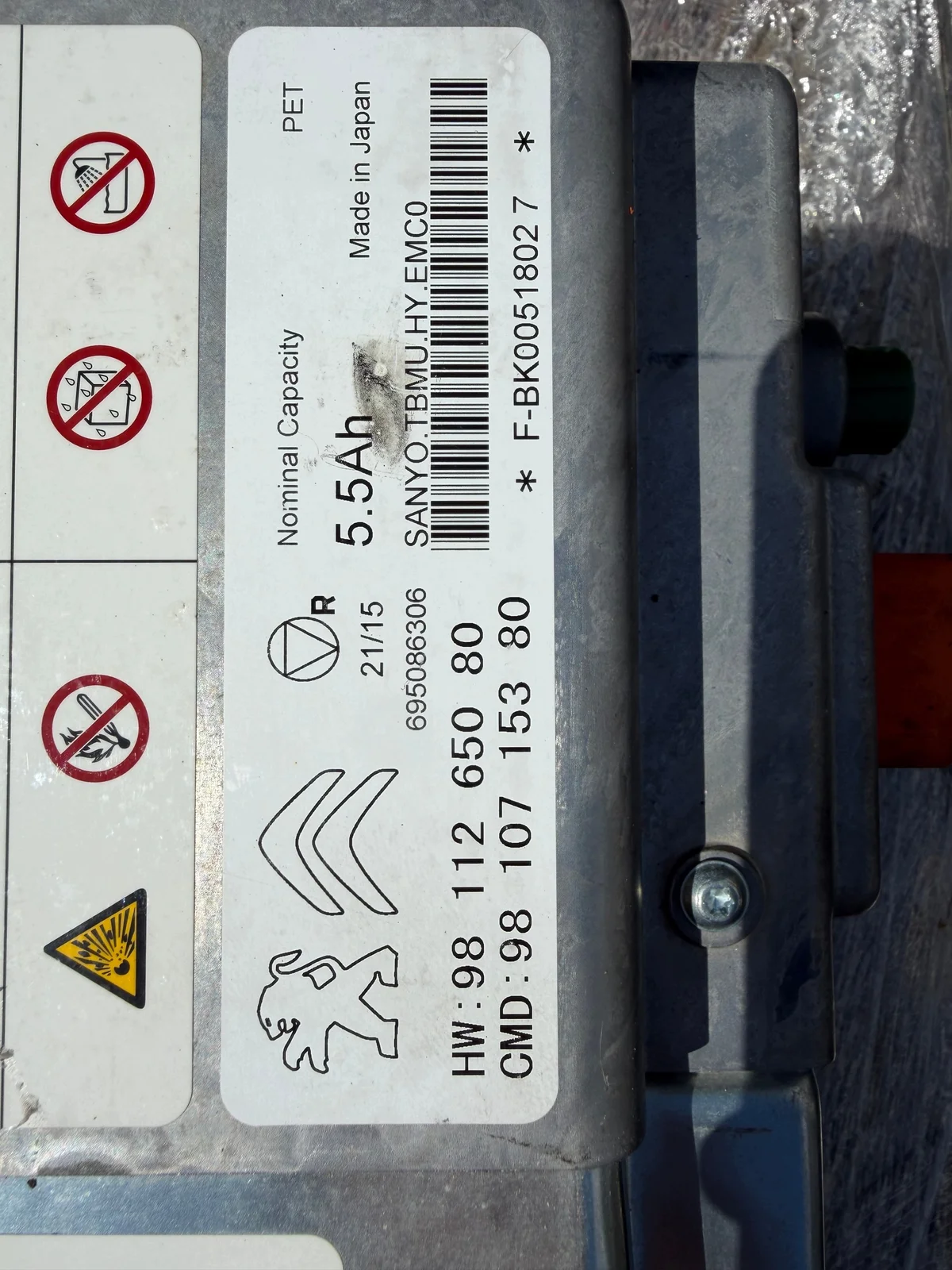 Batterie Traction Peugeot Citroen 2.0 HDI 9811265080