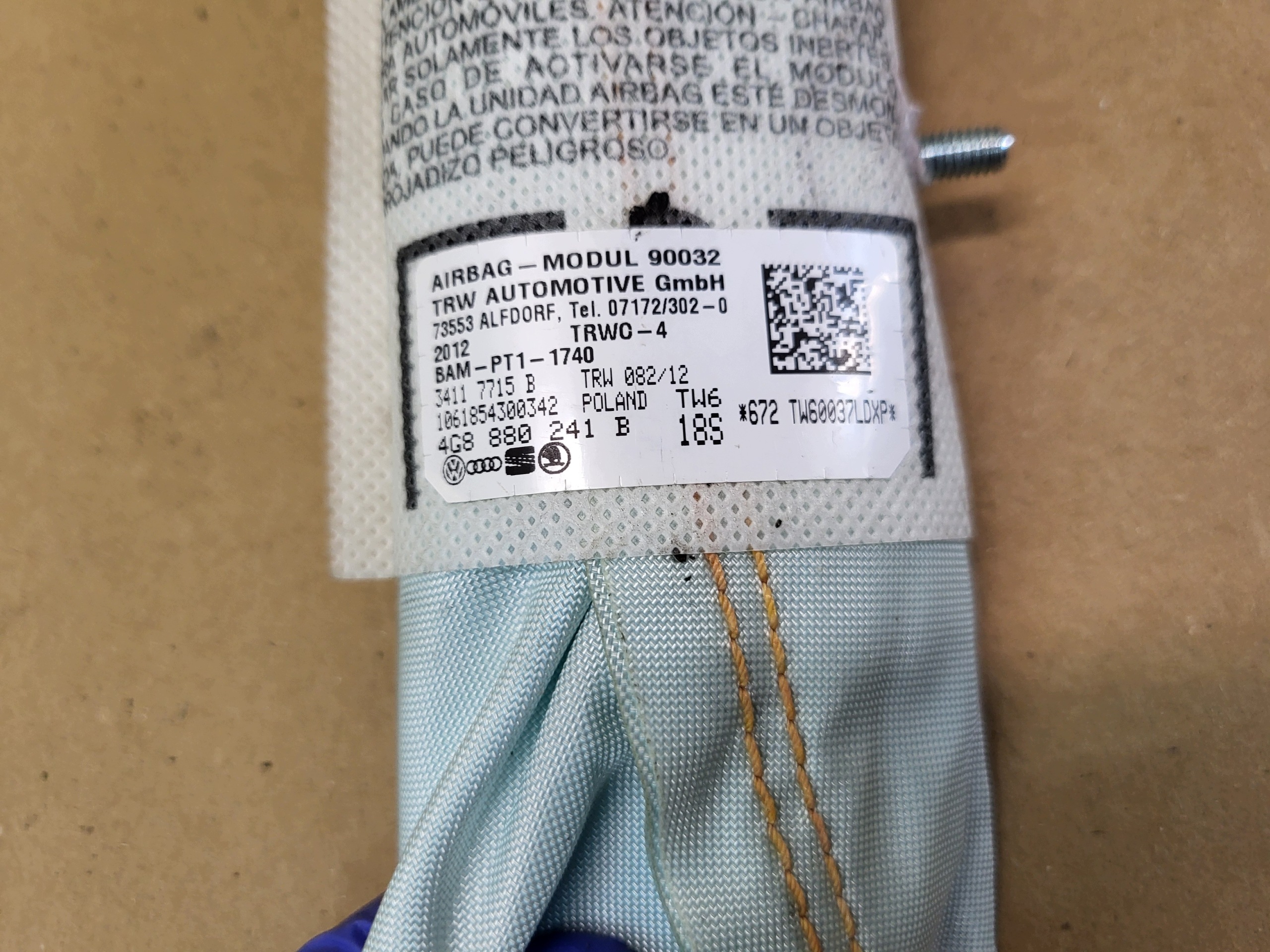Airbag Sitz links vorne Audi A7 4G8 A6 C7 4G 4G8880241B image 3