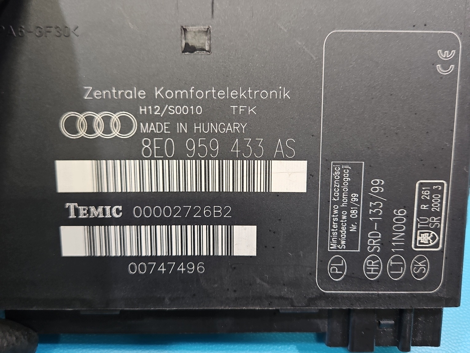 Ohjausyksikkö Audi A4 B6 8E0959433AS image 3