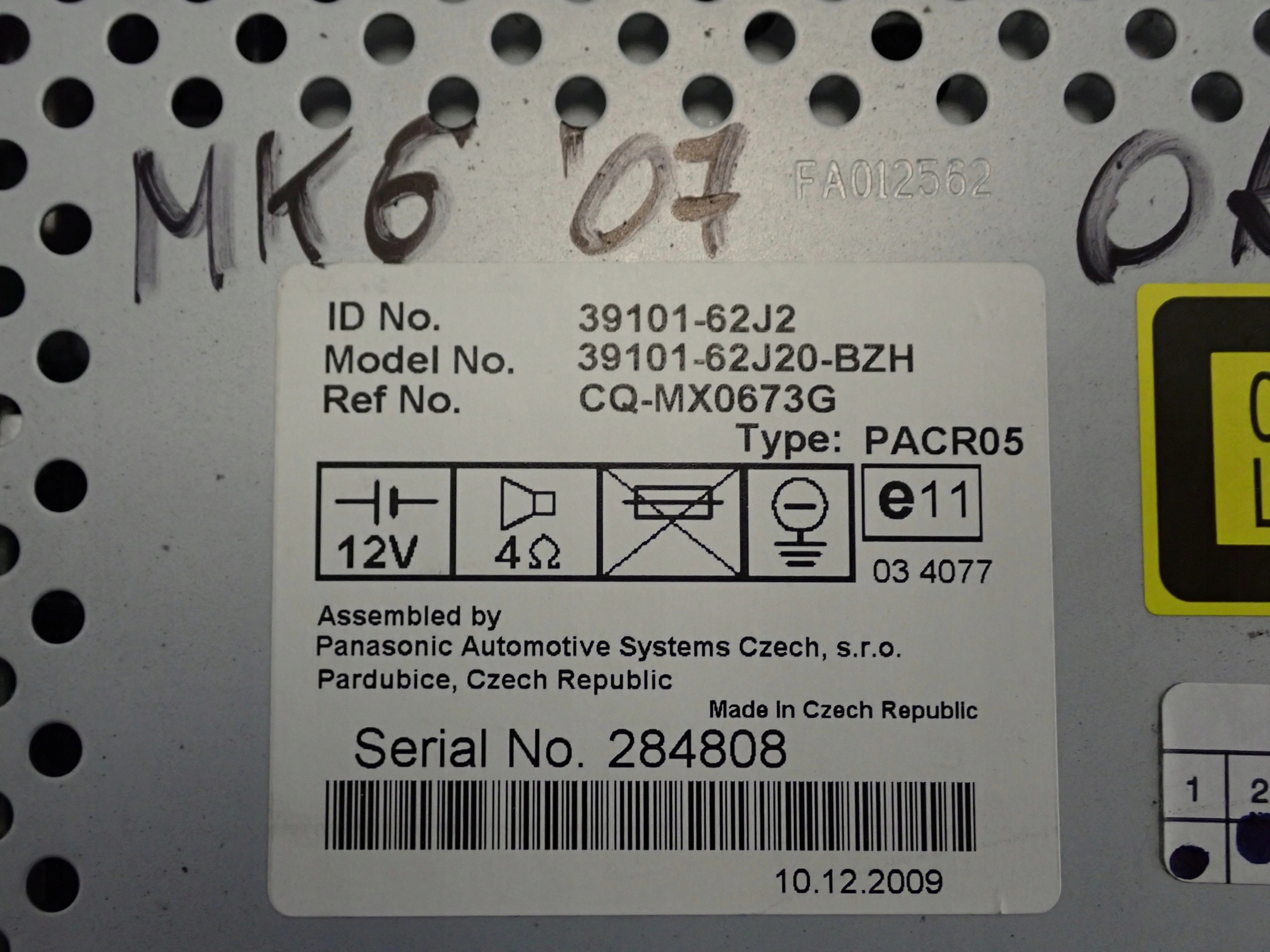 Radio MP3 Suzuki Swift 2005-2009 OEM 39101-62J20 image 5