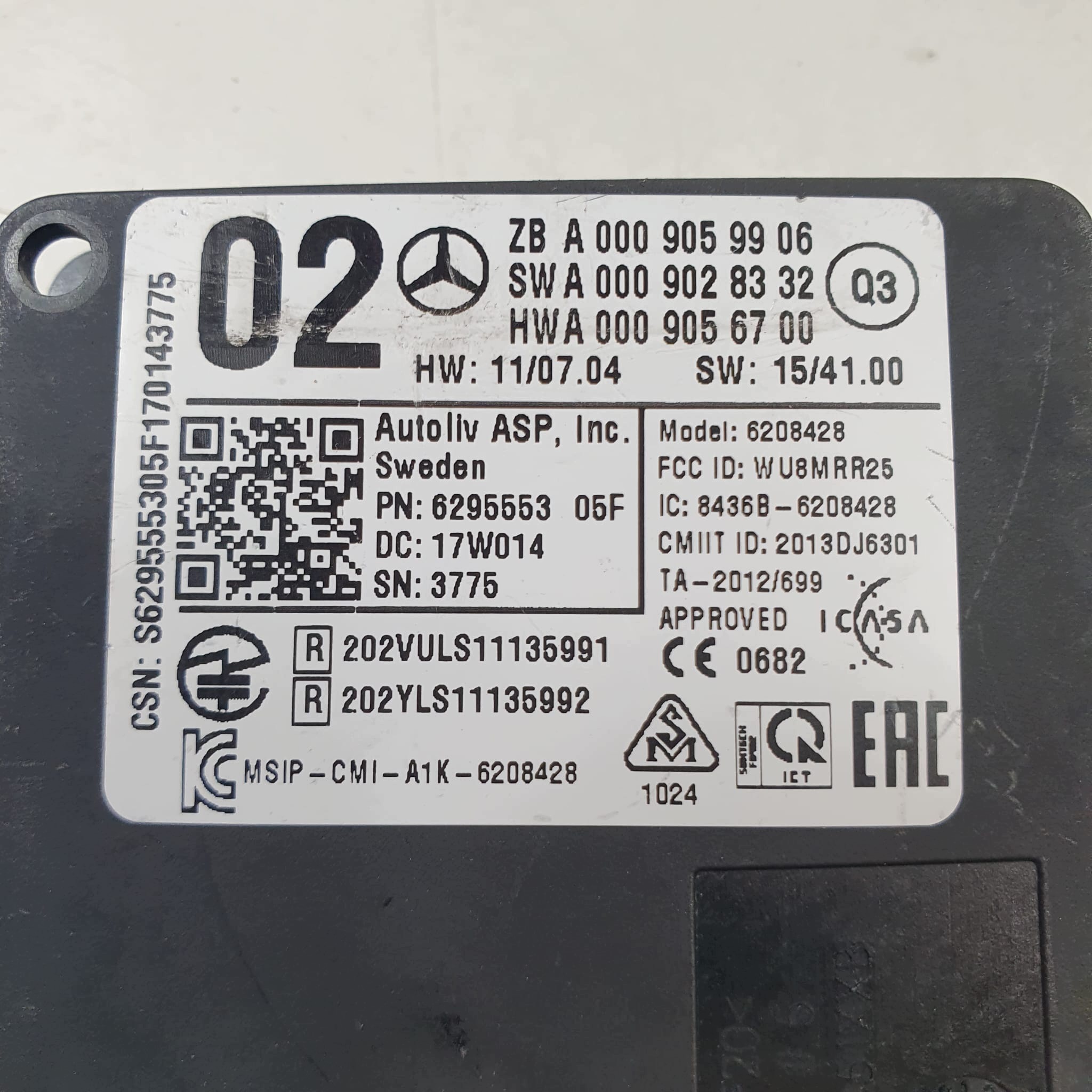Mercedes Radar Sensor Filtsensor A0009059906 image 4