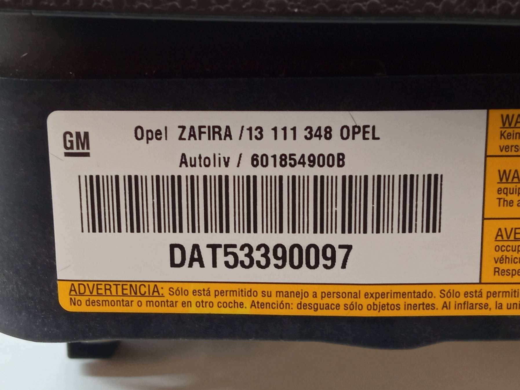 Airbag 13111348 Opel Zafira II (2005- ) Gebraucht image 3