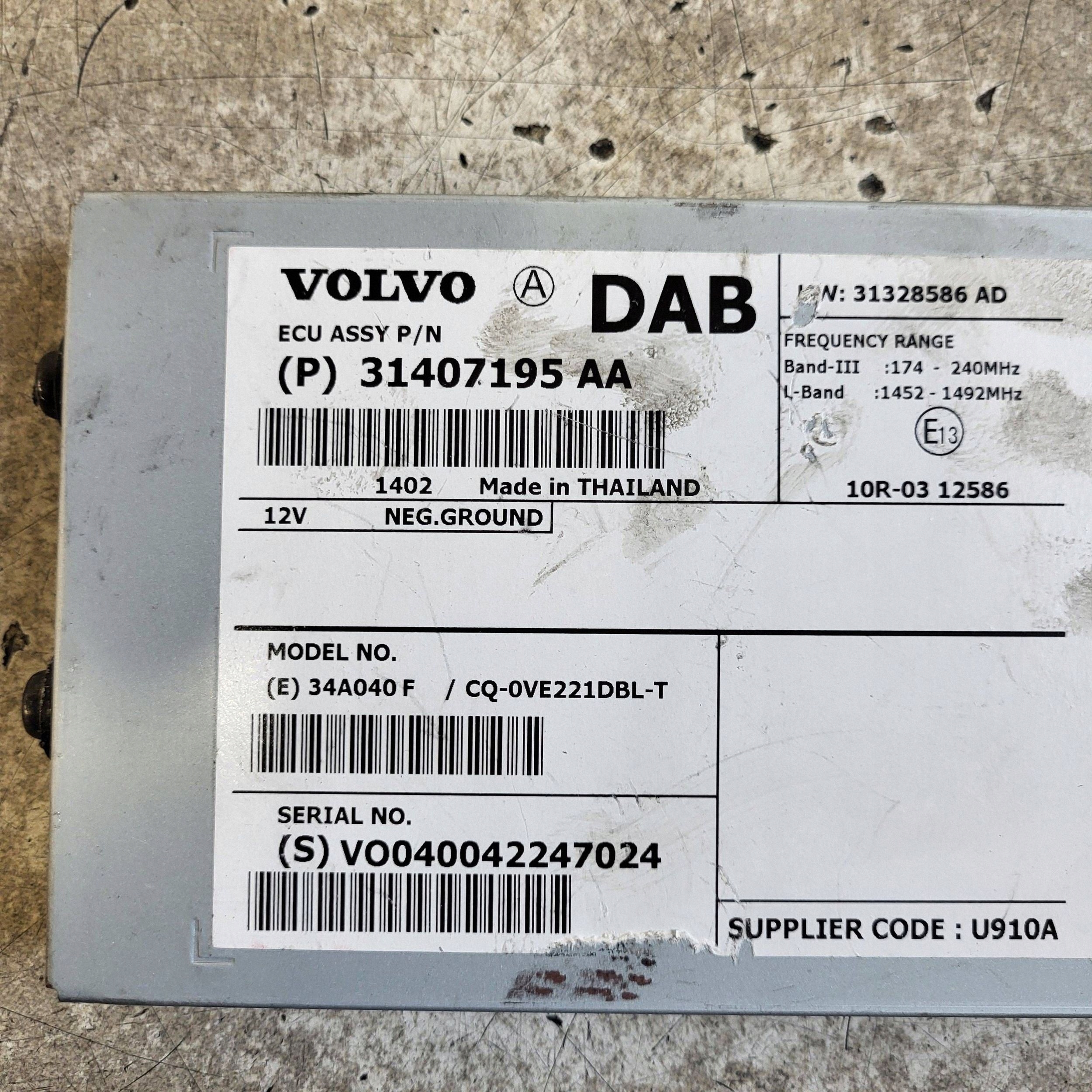 2013 Volvo V60 Amplifier 31328586AD image 4