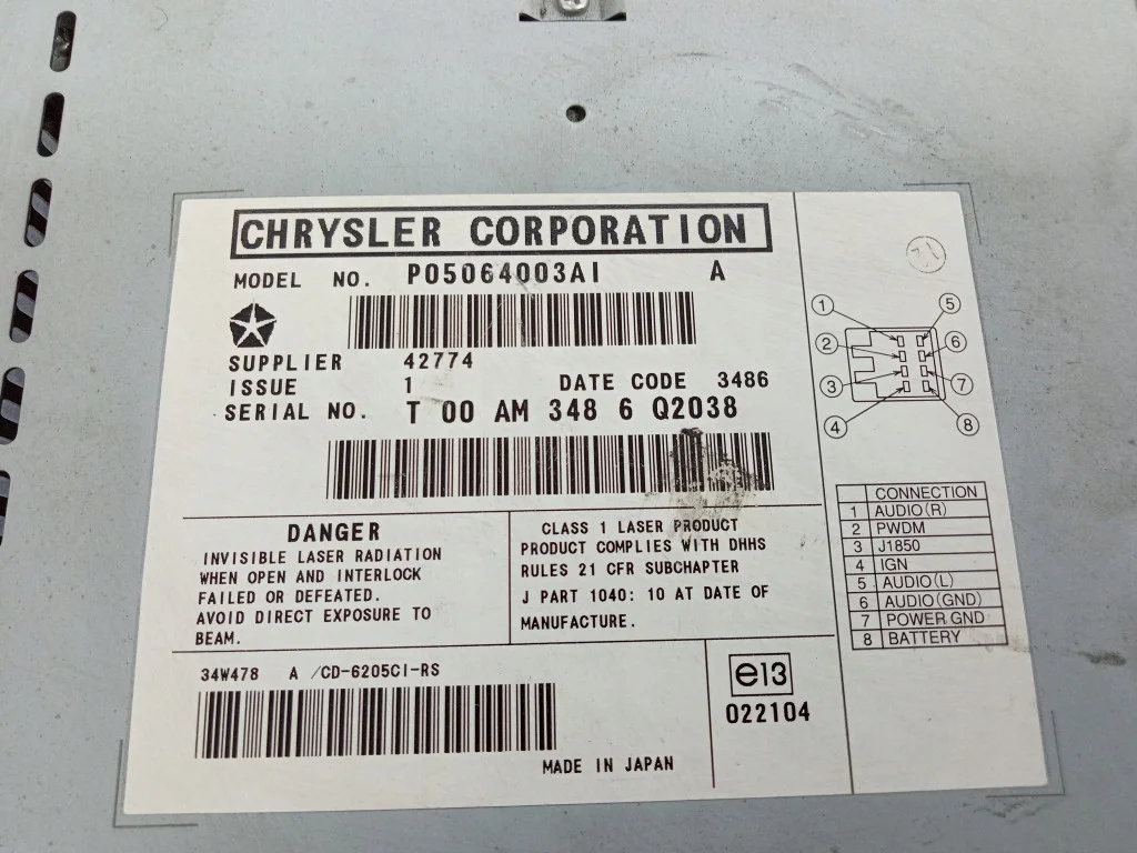 Changeur CD Chrysler Voyager IV Caravan image 5