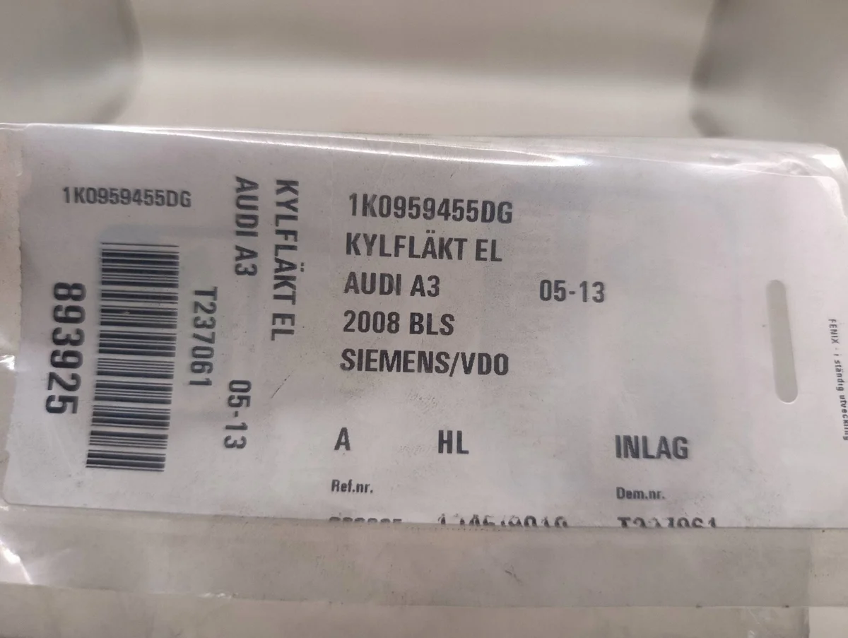 Jäähdyttimen sähkötuuletin 1K0959455DG