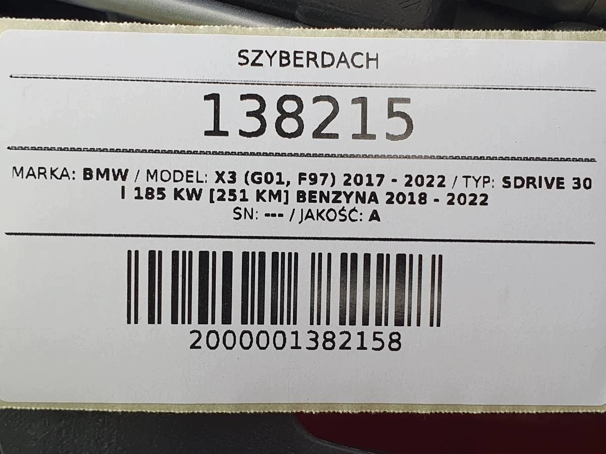 Panorama Dach BMW X3 G01 F97 AUST138215 image 9