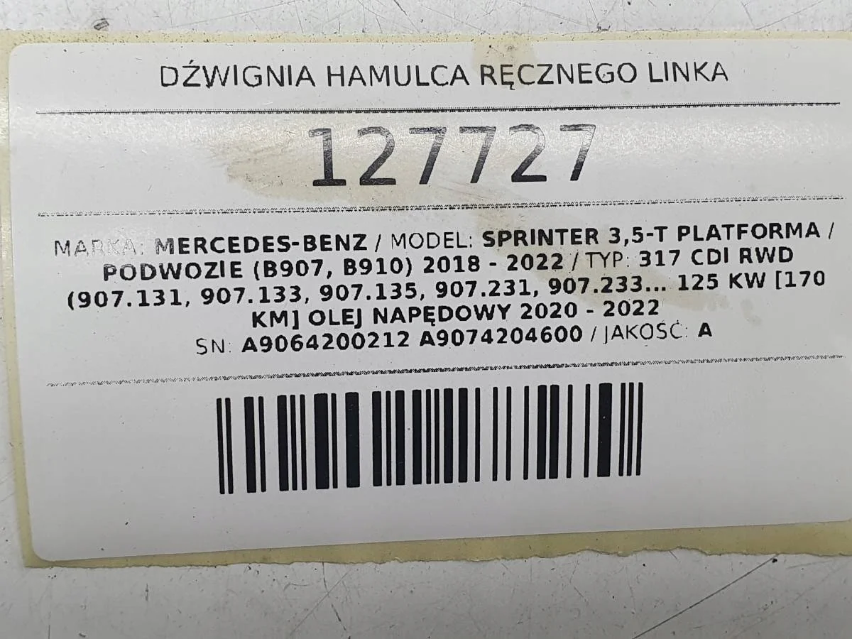 Handbremshebel Seilzug Sprinter W907 W910 image 8