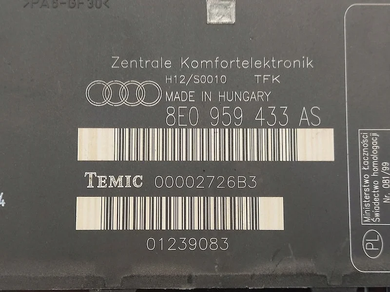 Module Confort Audi A4 B6 8E0959433AS TEMIC image 5