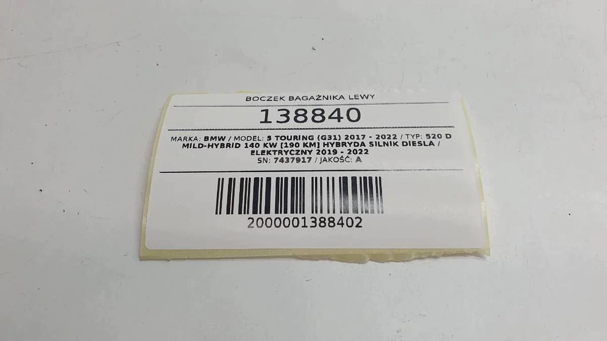 Seitenverkleidung Kofferraum BMW G31 Touring Kombi image 5