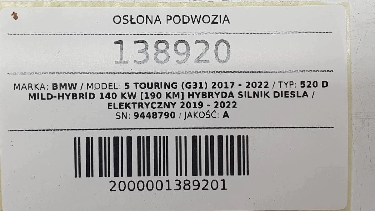 Protetor Chassi BMW 5 G31 9448790 image 6
