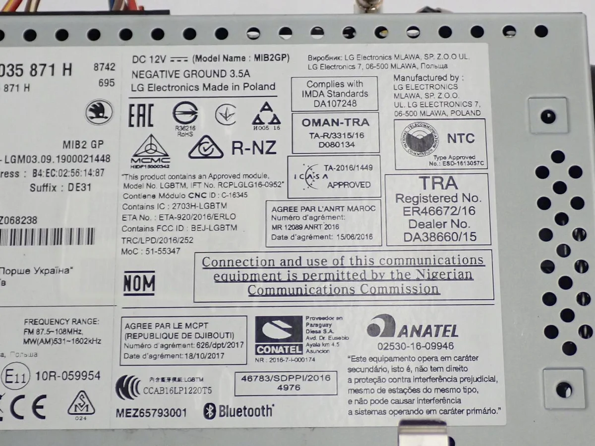 Radio Bluetooth Skoda Fabia III 6V0035871H image 7