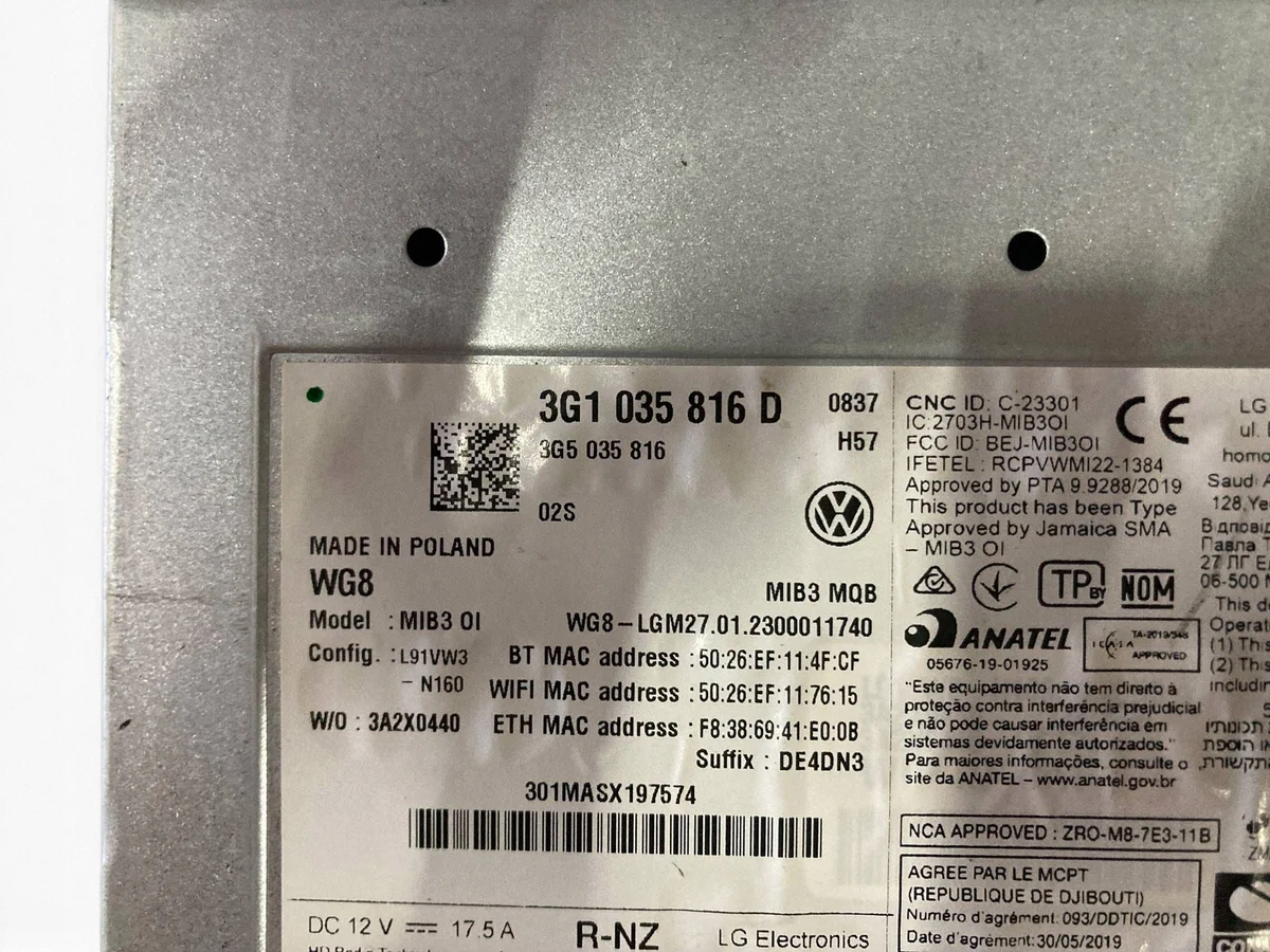 VW Passat B7 Navigationsleser 3G1035816D