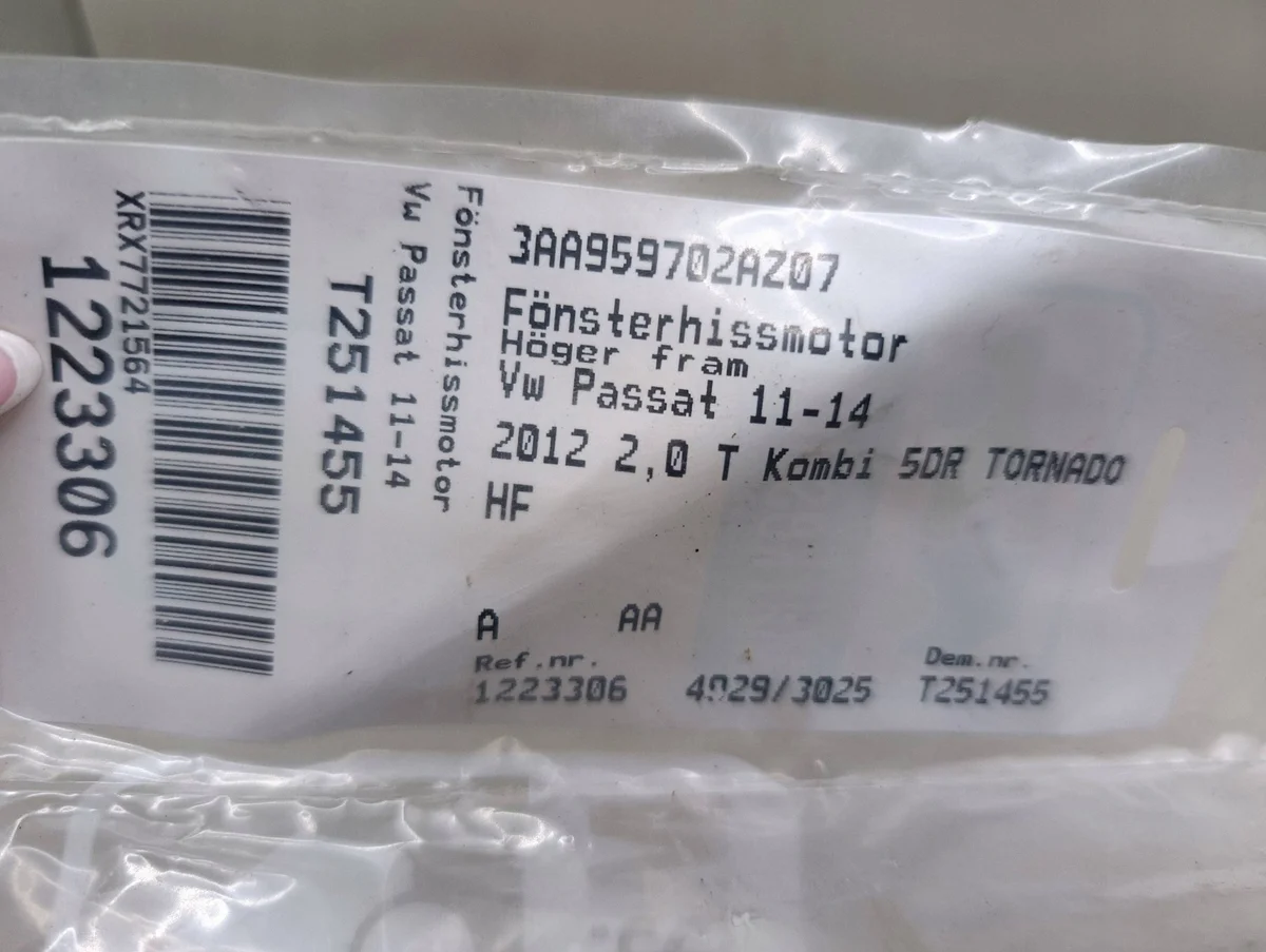 Alzacristalli anteriore VW Passat B7 988693318