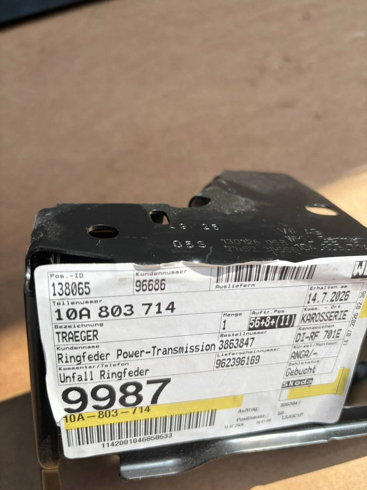 Support phare Volkswagen 10A803713 image 3