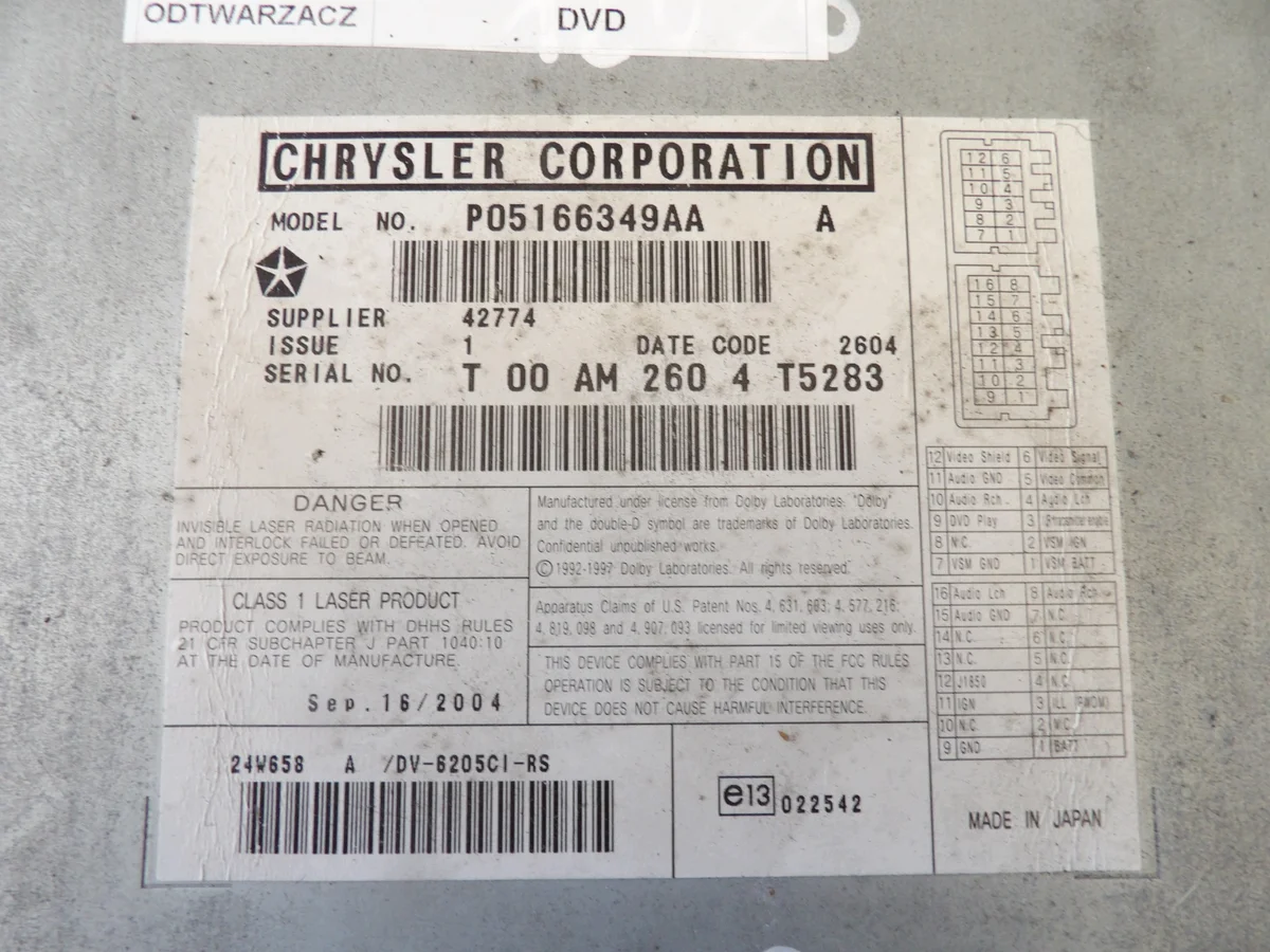 Chrysler Voyager IV CD Wechsler P05166349AA image 3