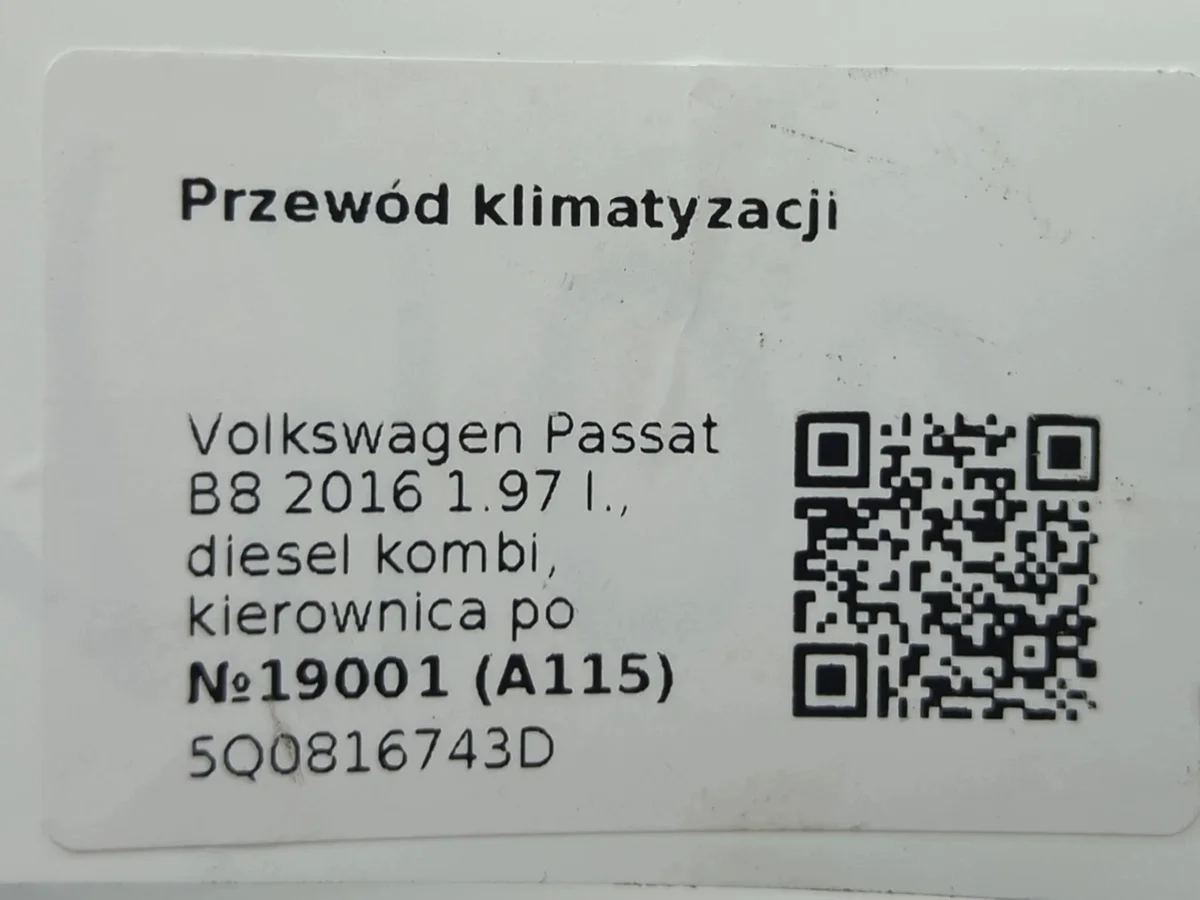 Klimaleitung VW Passat B8 5Q0816743D gebraucht image 6