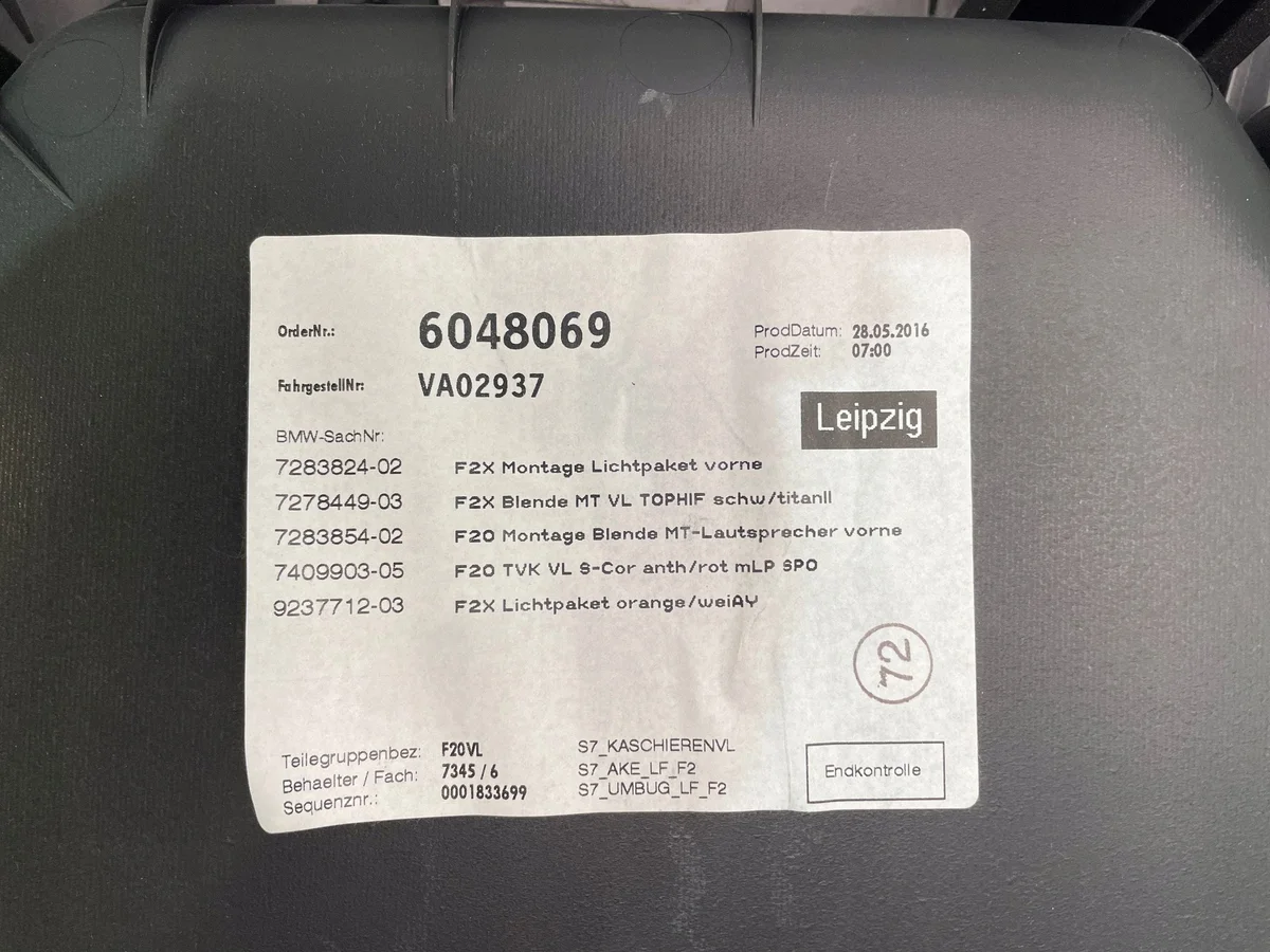 BMW 1 F20 dörrpanel vänster fram 7283824 image 6