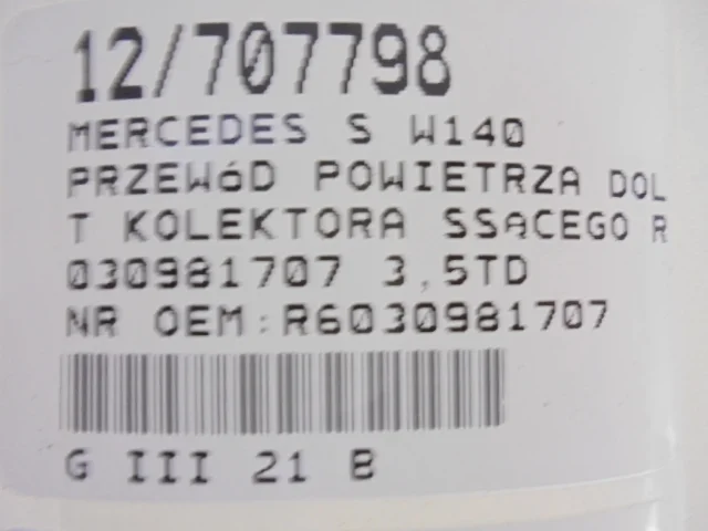 Mercedes S W140 Luftleitung R6030981707 image 5