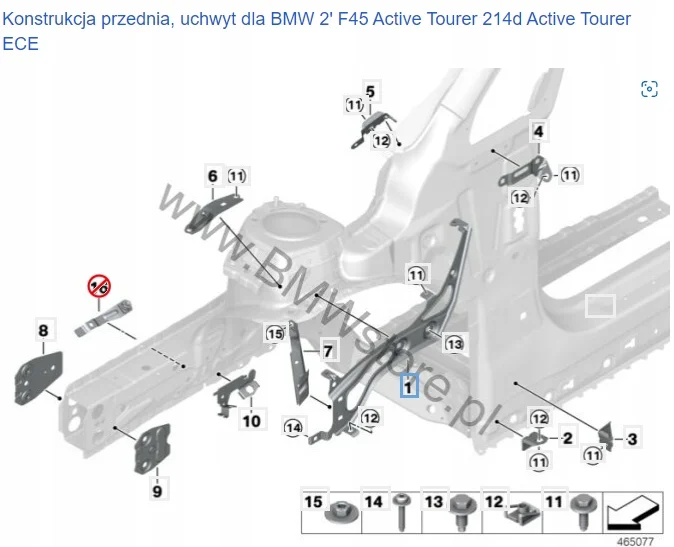 Support aile avant droit BMW F45 F46 image 5