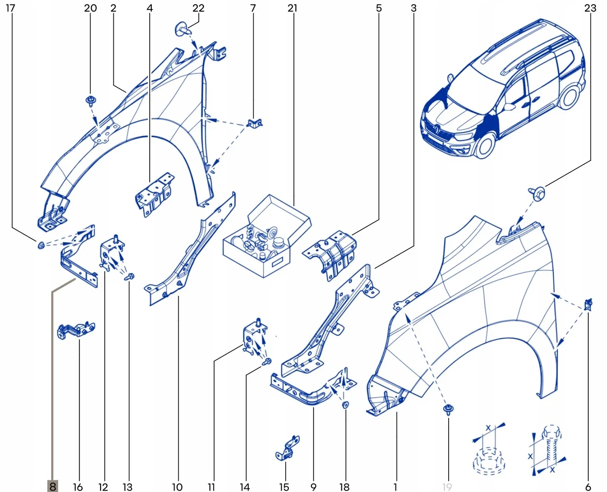 Supporto parafango Renault Kangoo III 625125479R image 10