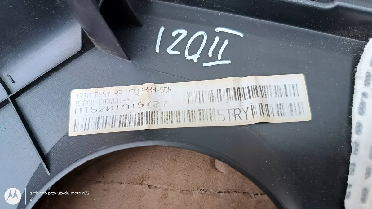 Hyundai i20 2015 C-Pillar Cover 85860C8000 image 4