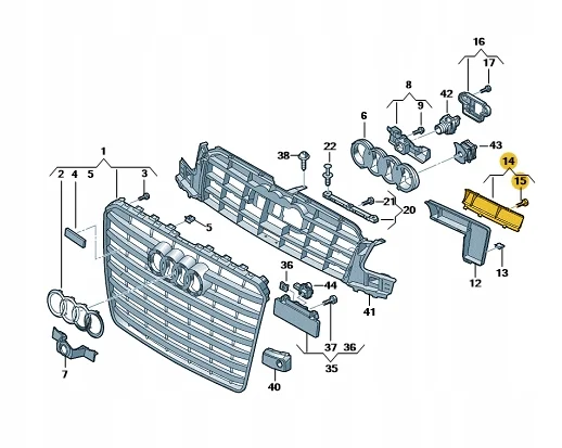 Grill Luftführung Rechts Audi A8 D4 4H0853480C image 5