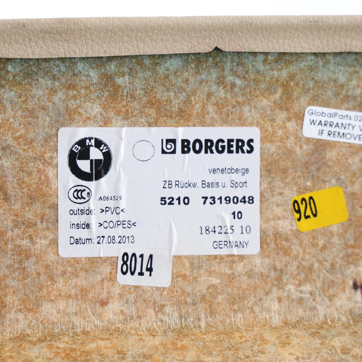 BMW F01 F07 F10 LCI Ryggstödspanel Beige