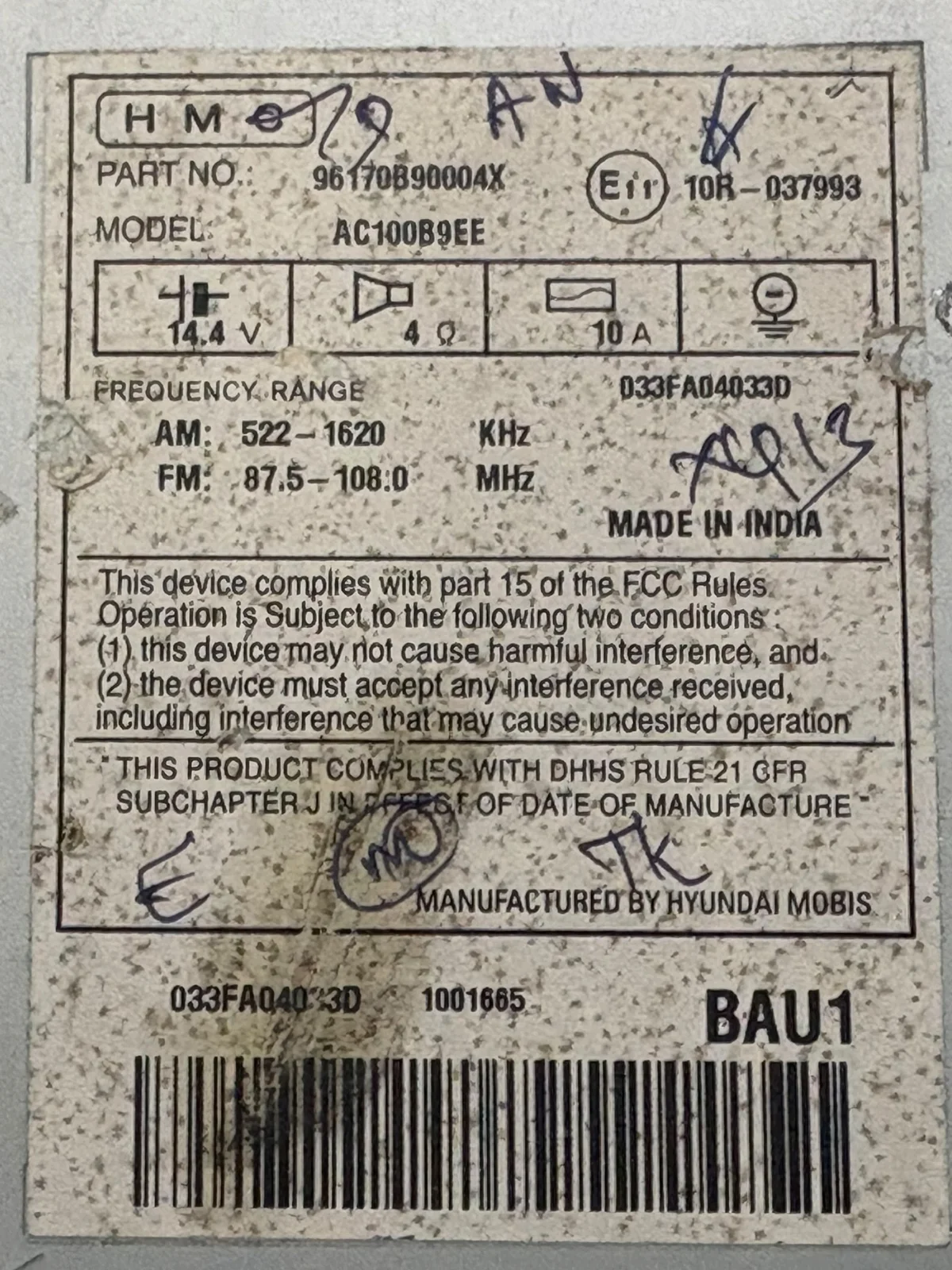 Radio CD Hyundai i10 2015 B496169010 image 5