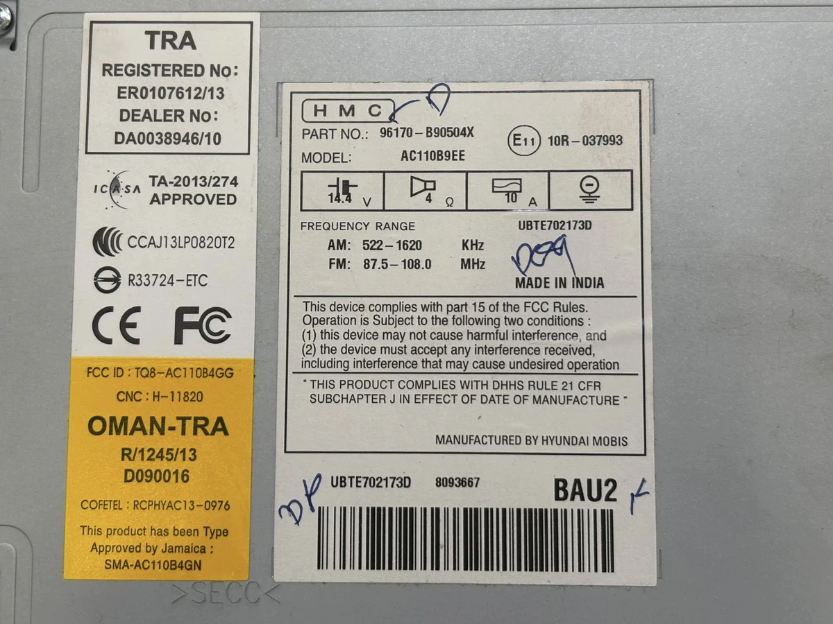 Radio CD Hyundai i10 2014 - 96170B90504X image 5