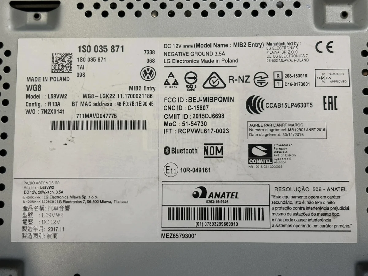 Radio Display VW UP 2017r 1S0035871 image 5