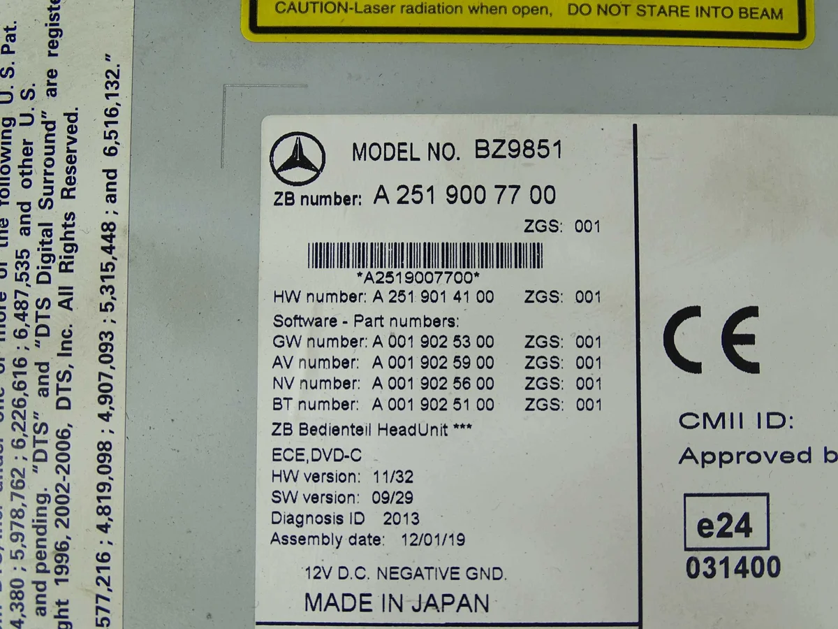 Rádio Mercedes Classe W251 A2519007700 image 6