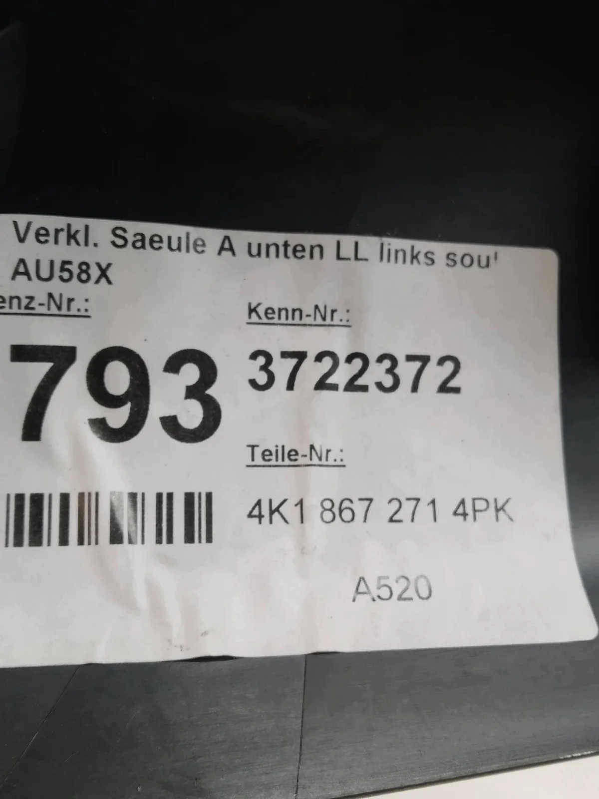 Seuil Audi A6 V C8 Gauche Avant Arrière image 7