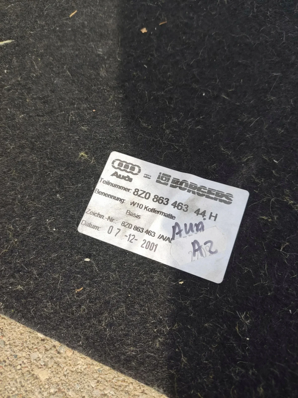 Tapis de coffre Audi A2 8Z086346344H image 5