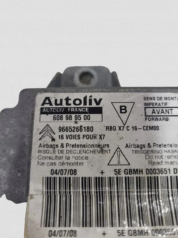 2010 Citroen C5 Airbag Control Module 9665266180 image 4