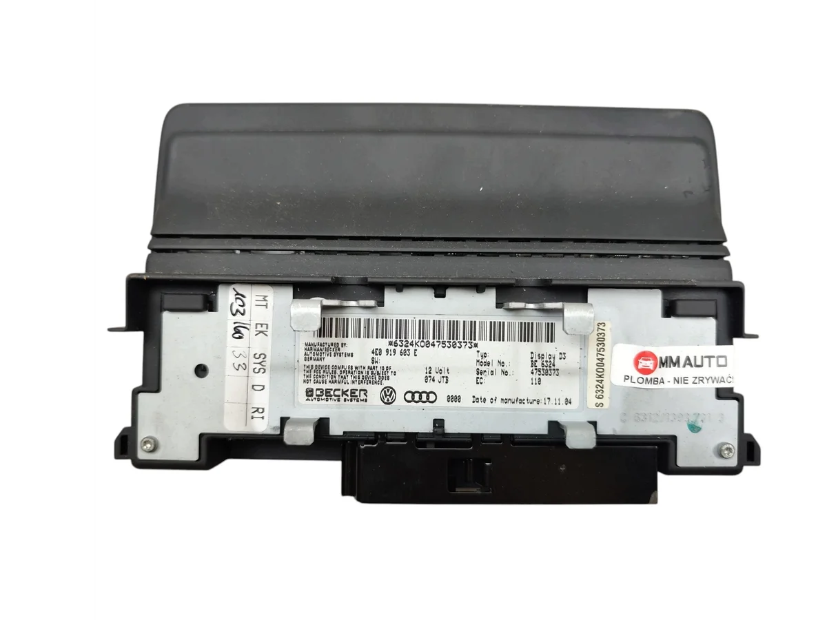 Schermo Radio Audi A8 D3 4E0919603E Usato image 3