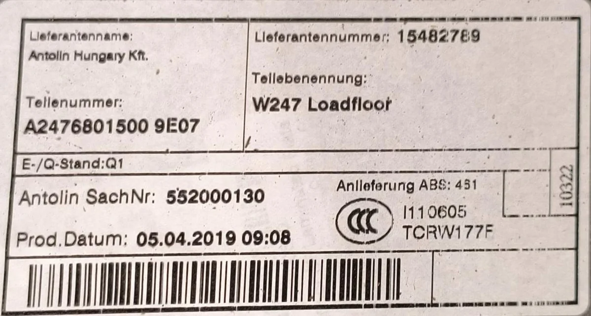 Mercedes-Benz B-Klasse Kofferraummatte A2476801500 image 5