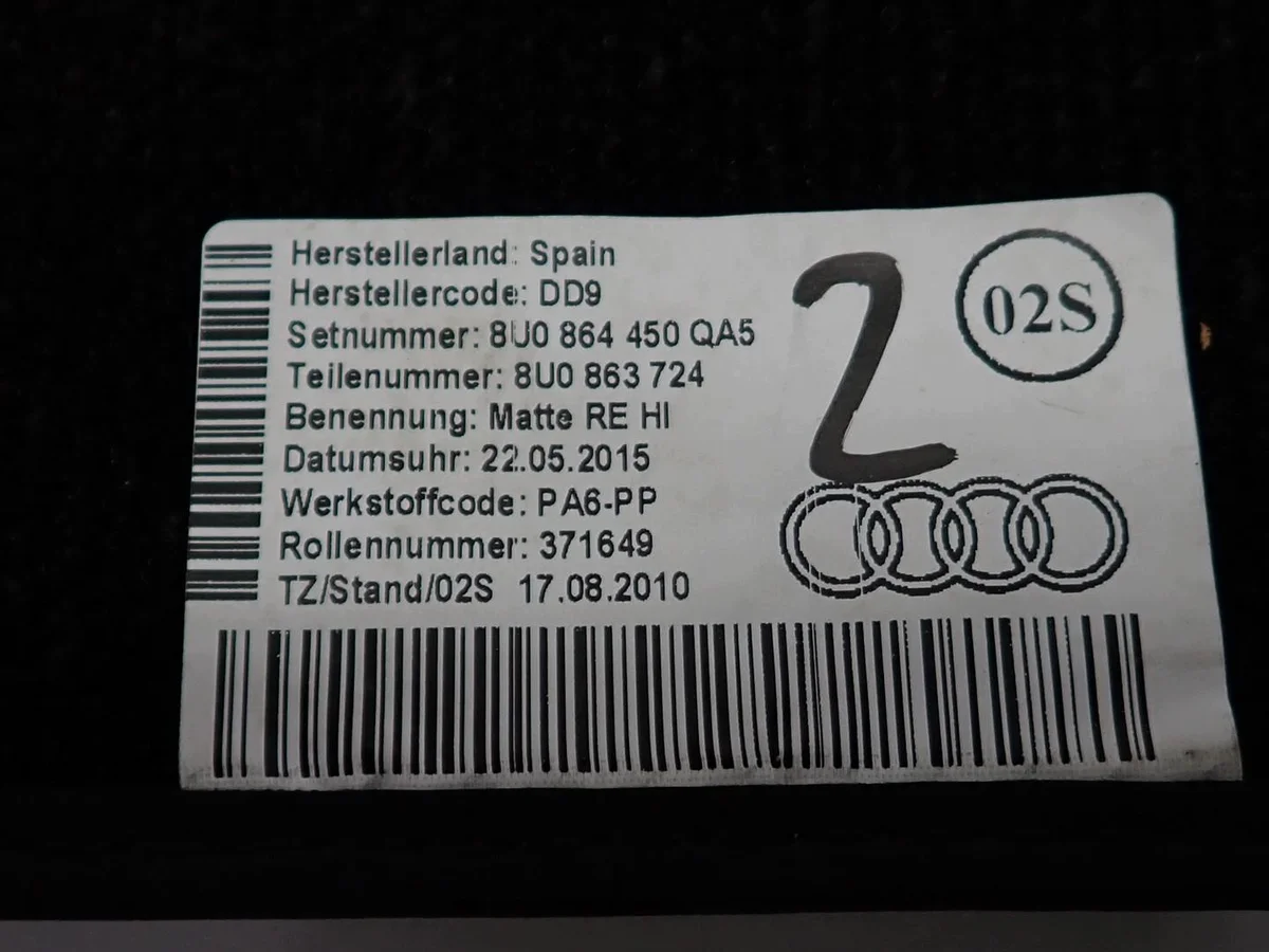 Audi Q3 8U 15R Velours Teppich Rechts Hinten image 3