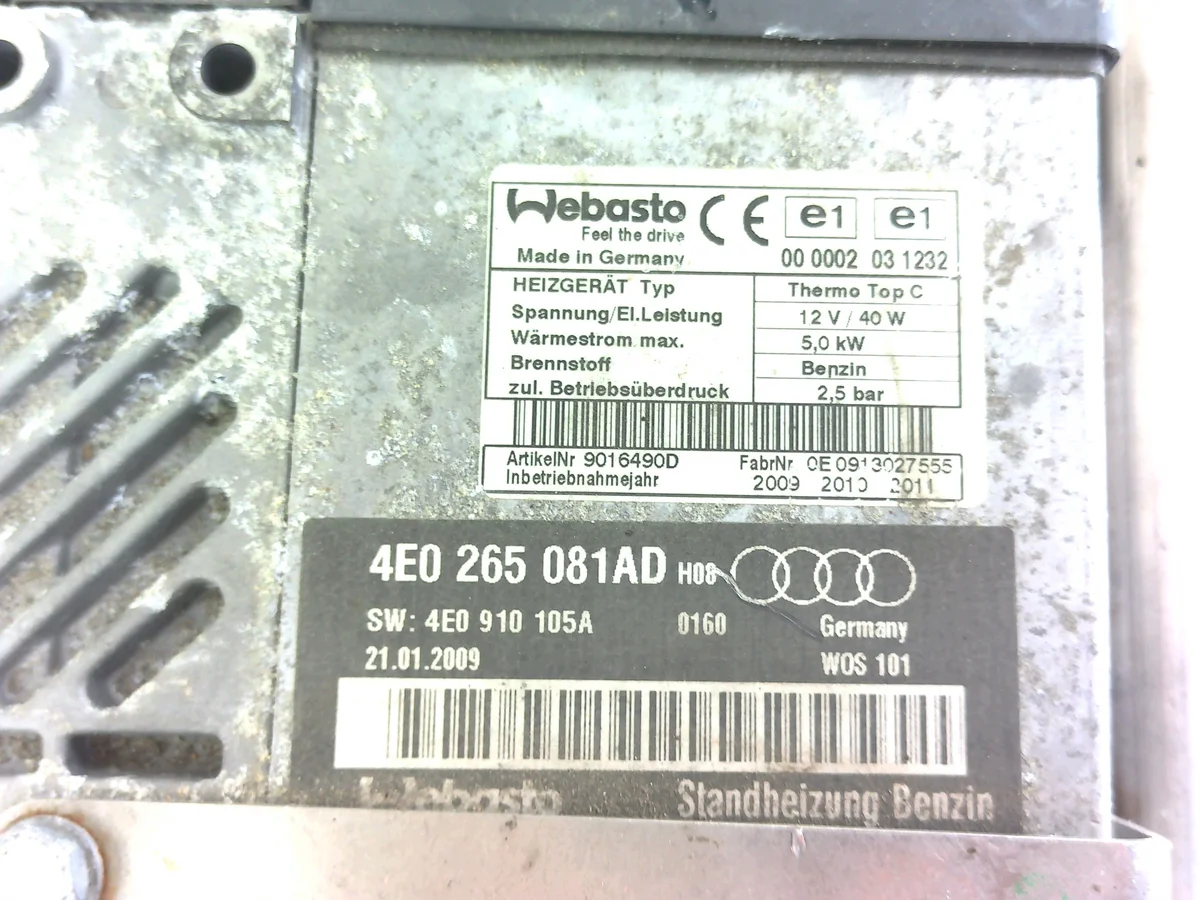 Webasto Audi A8 D3 2.8 FSI 4E0265081AD image 4
