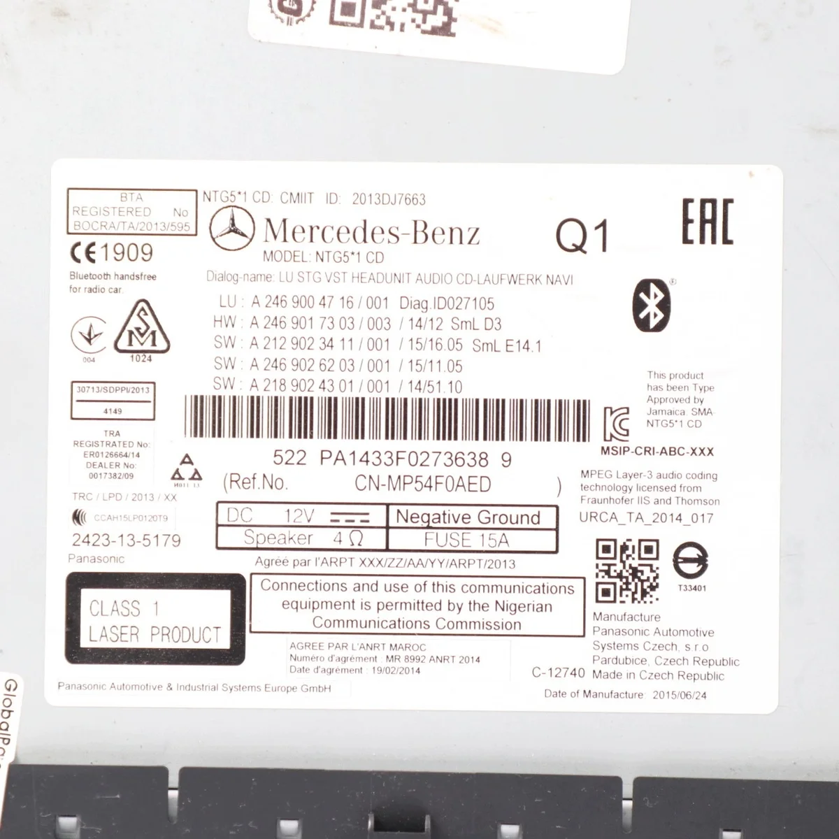 Mercedes W176 W246 A2469004716 Unidade Rádio CD image 8
