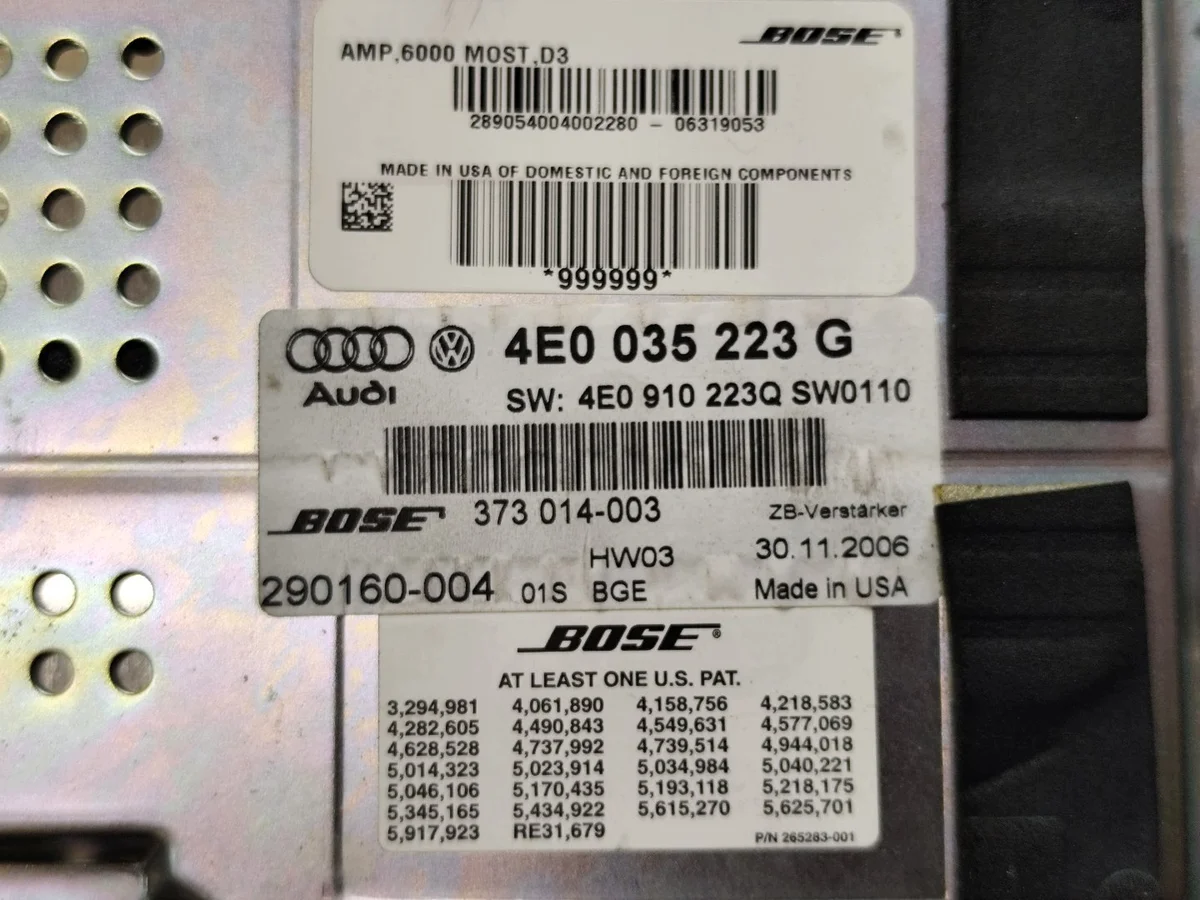 Audi A8 D3 Amplificador Bose 4E0035223G image 6