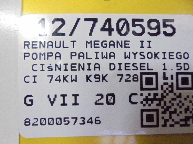 Renault 8200057346 Injectiepomp Gebruikt image 8