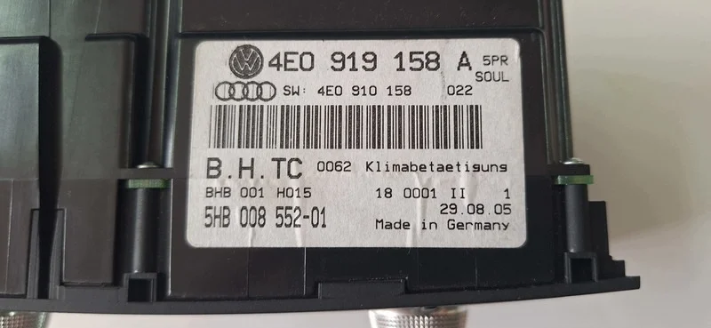 Luftkonditioneringspanel Audi A8 D3 4E0919158A image 6