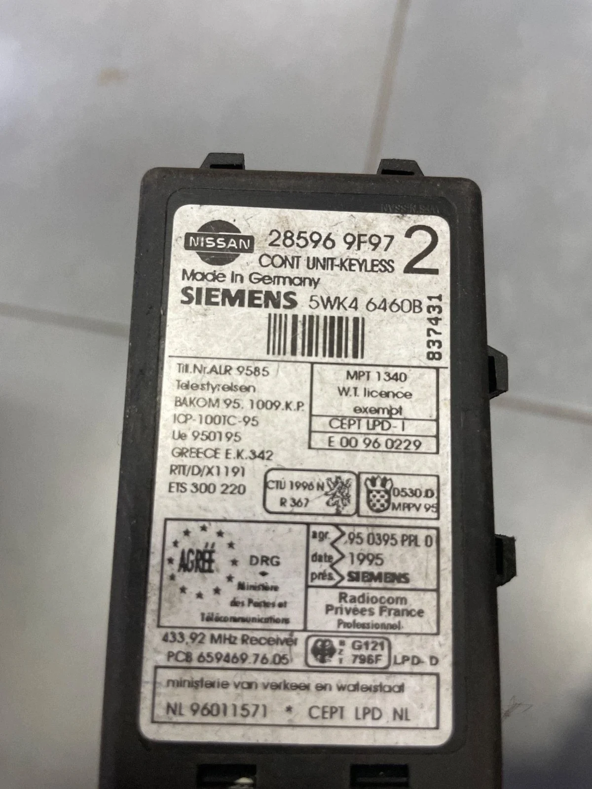 Modulo Immobilizer Nissan Primera 285969F97 image 5